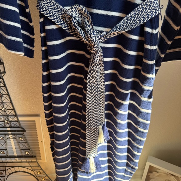 NWT Tommy Bahama Sun Harbor Caftan V-Neck 3/4 Sleeve Tassel Self-Tie Midi Dress - Picture 5 of 9